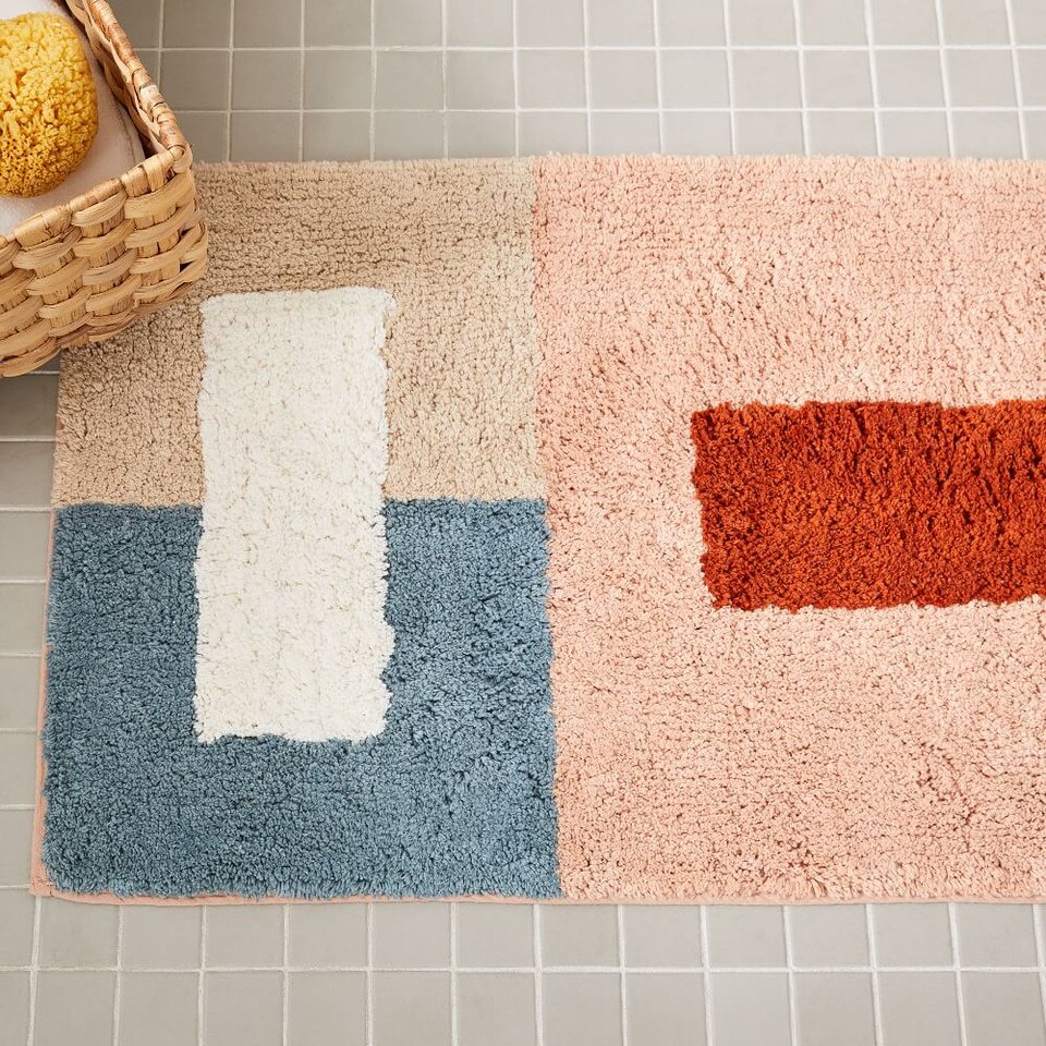 Organic Colorblock Bath Mat West Elm UK